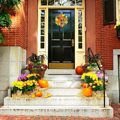 Supla 12 Kits 3D Pumpkin Fall Leaf Wreath Craft Kit DIY Thanksgiving Wreath with Maple Leaves Acorns Bows Wiggle Eyes for Kids Crafts Fall Thanksgiving Halloween Seasonal Decoration