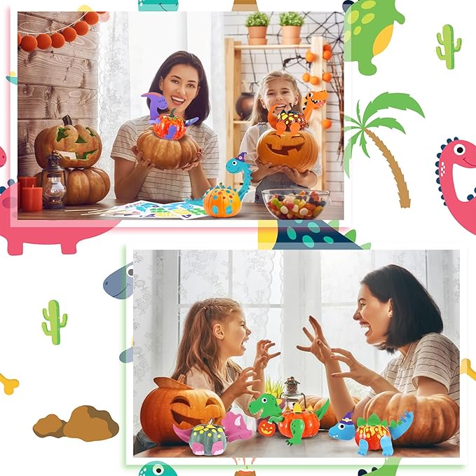 30 Sets Thanksgiving Pumpkin Decorating Craft Kits DIY Dinosaurs Pumpkin Decorating Dinosaurs Pumpkin Sticker Craft Gift Craft for Thanksgiving Party Supplies Party Favors