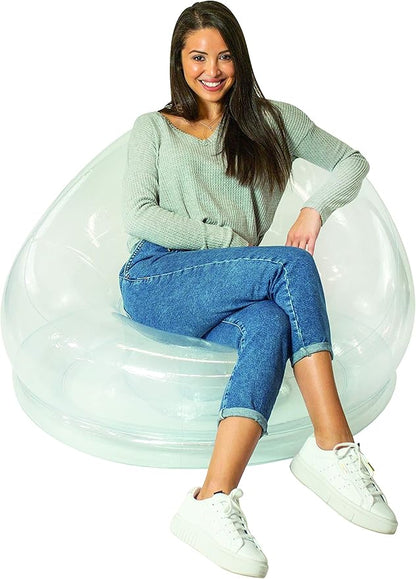 Air Candy Inflatable Clear Chair - Heavy Duty PVC, Waterproof, Indoor/Outdoor Use, 300 lb Capacity