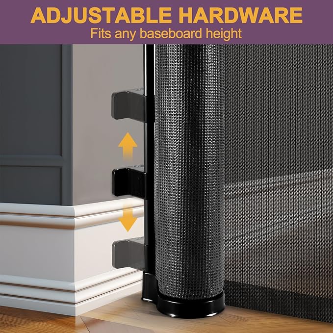 42" Tall X 60" Wide Retractable Baby Gates Extra Tall Pet Gate for Doorways Tall Dog Gate for Kids and Pets Extra Tall Cat Gate for Hallway Adjustable Mesh Gate Indoor Outdoor (Black)