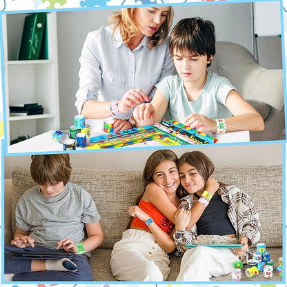 JUNEBRUSHS 56Pcs Autism Awareness Slap Bracelets, Colorful Puzzle Pieces Autism Bracelet Wristbands Inspirational Autism Awareness Accessories for Kids Teens Adult Motivational Gifts Party Supplies