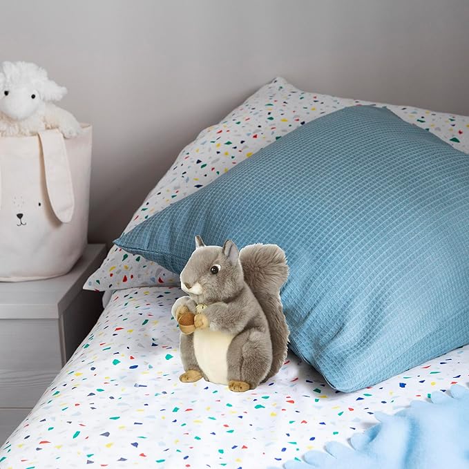 Aurora World Miyoni Grey Squirrel 8" Plush - Busy Squirrel Set - Realistic, Soft, and Cuddly Stuffed Animal for Kids and Collectors