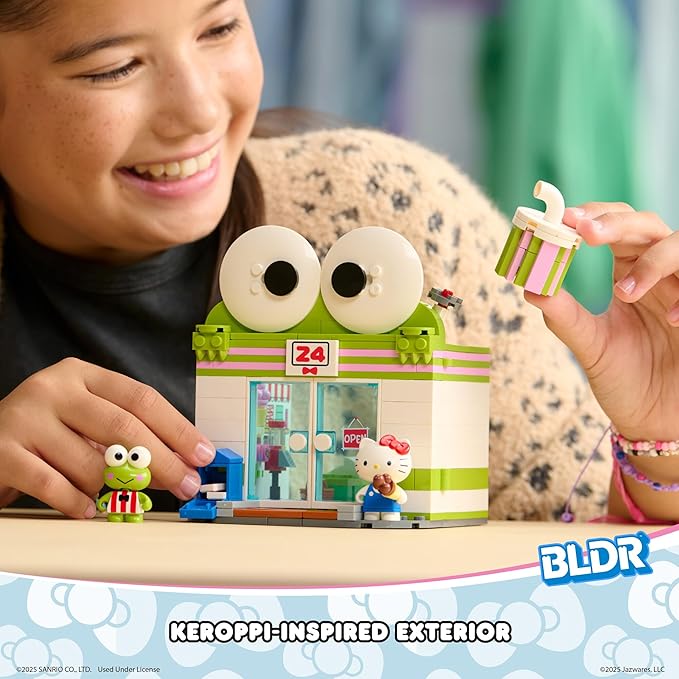 BLDR Hello Kitty and Friends Keroppi Mart Building Set with Hello Kitty and Keroppi Minifigures - Gift for Kids, Girls, Sanrio, and Kawaii Fans Ages 8+, 0103