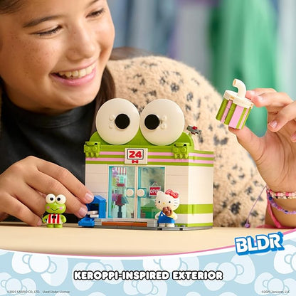 BLDR Hello Kitty and Friends Keroppi Mart Building Set with Hello Kitty and Keroppi Minifigures - Gift for Kids, Girls, Sanrio, and Kawaii Fans Ages 8+, 0103