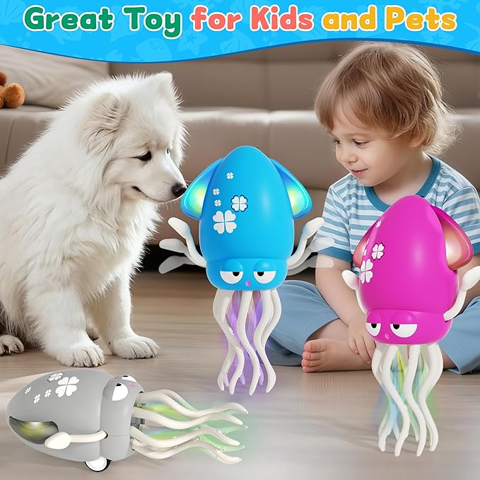 Electric Dancing Octopus Light Music Suitable for 12-18 Months Old Baby Toys, Kid Crawling Squid Toys Suitable for Toddler Tummy Time, Christmas Birthday Gifts for 1 2 3 4 5 6 Year Old Boy (Blue)