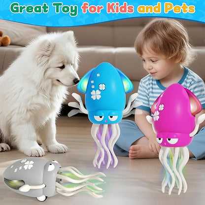 Electric Dancing Octopus Light Music Suitable for 12-18 Months Old Baby Toys, Kid Crawling Squid Toys Suitable for Toddler Tummy Time, Christmas Birthday Gifts for 1 2 3 4 5 6 Year Old Boy (Blue)