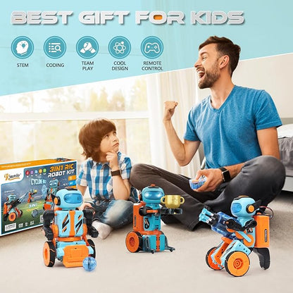 STEM Circuits Robot Building Toys for Kids Ages 8-12+ Year Old, 3 in 1 Remote Control & Programming Robotics Kit, Electric Science Projects Set, Ideal Gift for Boys Ages 12-16