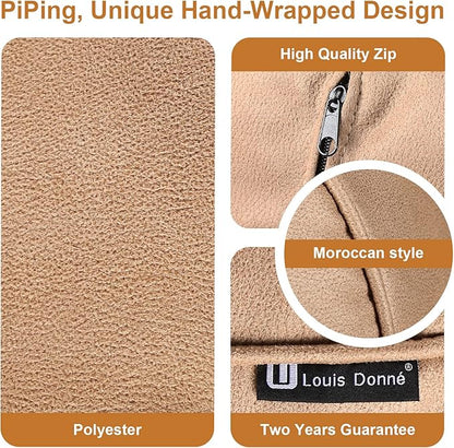 Louis Donné Pouf Ottoman Cover, Unstuffed Round Ottoman for Storage Solution, Supersoft Handmade Moroccan Decor Foot Rest, Footstool, Pouffe Seat for Balcony, Faux Leather Floor Chair, ONLY Cover