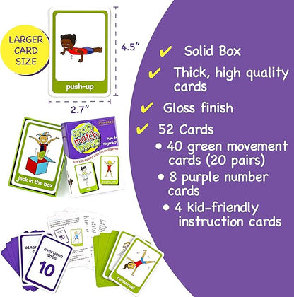 Exercise Cards for Kids - PE Equipment for Elementary School, Kids Workout Equipment Exercise Games, Classroom Exercise, PE Teacher Recess Equipment or at Home, Active Play Indoor or Outdoors