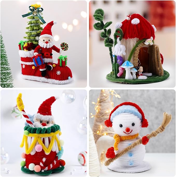 Caydo 200 Pieces White Pipe Cleaners Craft Chenille Stems for DIY Art Creative Crafts Party Decorations (12 Inch x 6 mm)