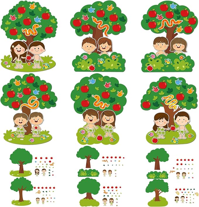 30 Sets Adam and Eve Bible Craft for Kids DIY Religious Christian Crafts Make Your Own Bible Crafts for Toddler Preschooler Christian Sunday School Classroom Church Religious Party Favor