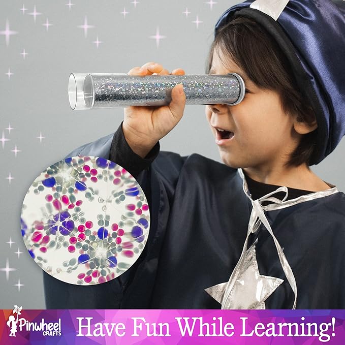 Pinwheel Crafts DIY Kaleidoscope Kit for Kids - Educational Science Art Craft Kit with Glowing Stars