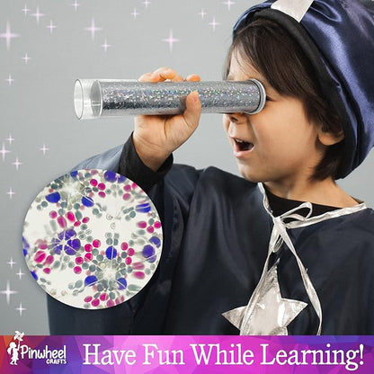 Pinwheel Crafts DIY Kaleidoscope Kit for Kids - Educational Science Art Craft Kit with Glowing Stars