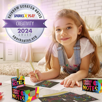 PURPLE LADYBUG 150 Rainbow Scratch Art Mini Notes - Easter Basket Stuffers for Kids, Arts and Crafts Supplies Kids Activities for Summer, Wedding, Birthday Party Games, Camping Teen Gifts