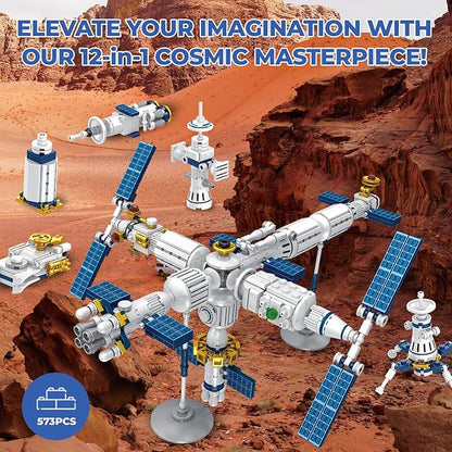 Contixo BK07 Space Station STEM Building Block Set - 12-in-1 Aerospace Exploration Kit with 573 PCS for Kids Ages 6-12, Creative Learning Construction Toy