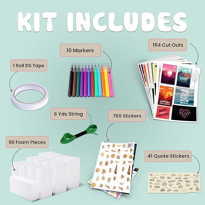 Hapinest DIY Wall Collage Kit for Teen Girls, Picture Arts and Crafts Kit Tween Girl Room Decor, Birthday Gifts Ages 10 11 12 13 14 16 Years Old and Up, Cool Stuff for Bedroom Dorm Aesthetic Décor