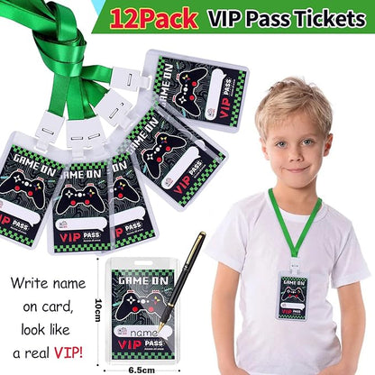 102 Video Game Party Favors Birthday Supplies Silicone Bracelet VIP Pass Holder Stamper Keychain Tattoo Stickers Goodie Bag Fillers Gaming on Toy Gift Kid Boy Gamer Party Favors