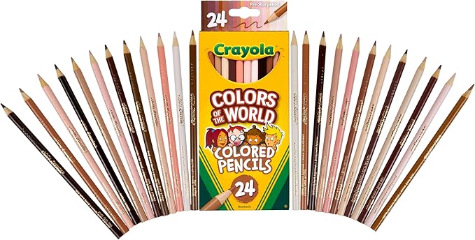 Crayola Colors of the World Colored Pencil Set (24ct), Skin Tone Colored Pencils for Kids, Coloring Book Pencils, Gifts for Kids