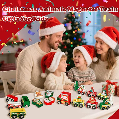 Advent Calendar 2025 Magnetic Wooden Animal Train for Kids,24 Day Christmas Advent Calendar Surprise Train,Montessori Magnetic Train Toy Christmas Countdown Gift for Toddlers,Boys and Girls