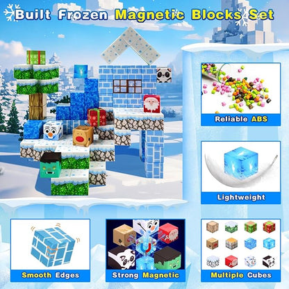 100PCS Magnetic Building Blocks-for Kids, Chirstmas Build Magnet World Set for 3-10 Years Old Boys & Girls Magnetic Building Toys for Toddler (XMS)