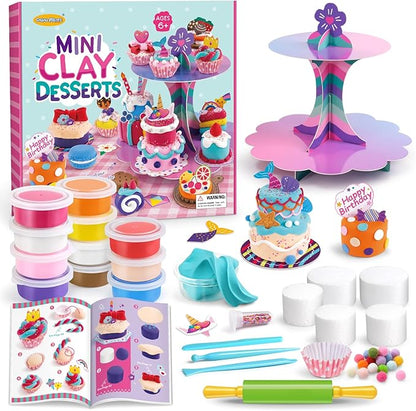 Craft Kits for Kids, Make Your Own Mini Desserts with Air Dry Clay, Create & Display Clay Creations, Art Activities, Great Gifts for Girls