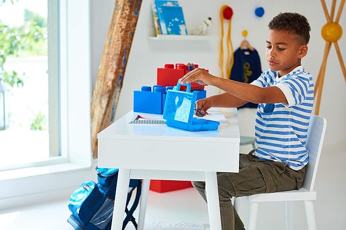 ROOM Copenhagen, Lego Sorting Box to-Go - Travel Case with Organizing Dividers - Blue