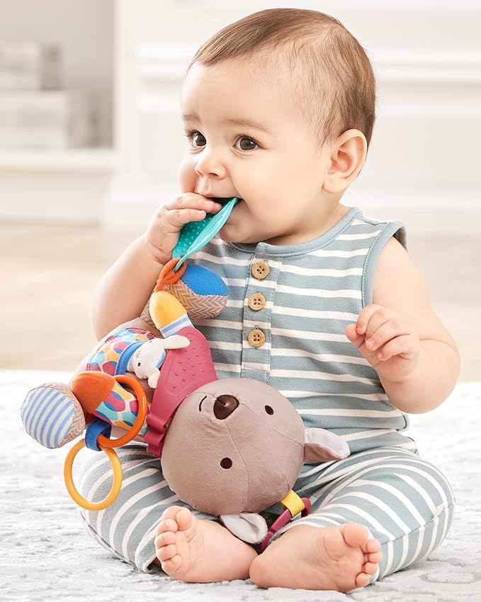 Skip Hop Bandana Buddies Baby Activity and Teething Toy with Multi-Sensory Rattle and Textures, Kangaroo