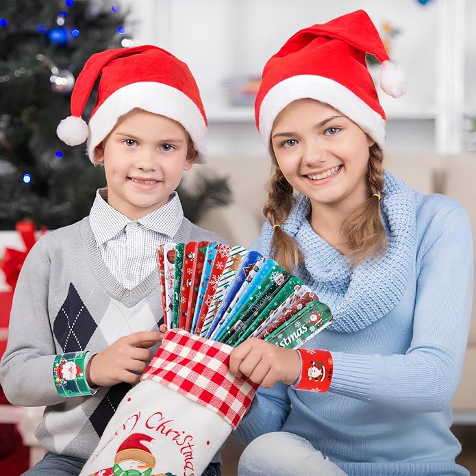 LUYI 60 PCS Christmas Slap Bracelets, Christmas Party Favors Toys for Kids Xmas Slap Wristbands Snap Bracelets Bulk for Christmas Stocking Stuffers Decoration Gifts Bag Filler