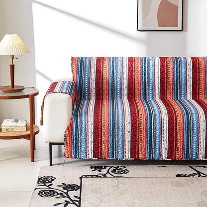 EVENHUG Boho Loveseat Sofa Cover Sofa Slipcover Washable Couch Cover 2 Cushion Sofa Furniture Protector Cover with Elastic Straps for Pets Kids Dog Cat (Loveseat)