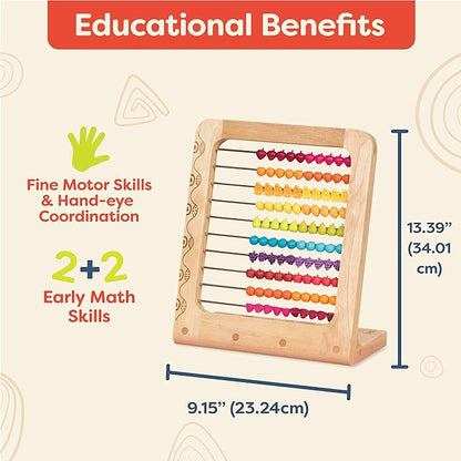 B. toys- Wooden Abacus Toy- Education Toy- Classic Wooden Math Game Toy for Early Childhood Education & Development with 100 Fruit Beads- Two-ty Fruity! -18 months +