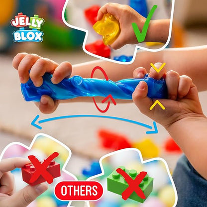 Jelly Blox Construction Dump Truck Set | 30 Pieces | Toddler & Preschool Building Blocks Kids Can Squeeze, Stretch, Squish | MESH ACCREDITED | Safety Tested & Ouch-Free | Sensory Play Toy Ages 2+