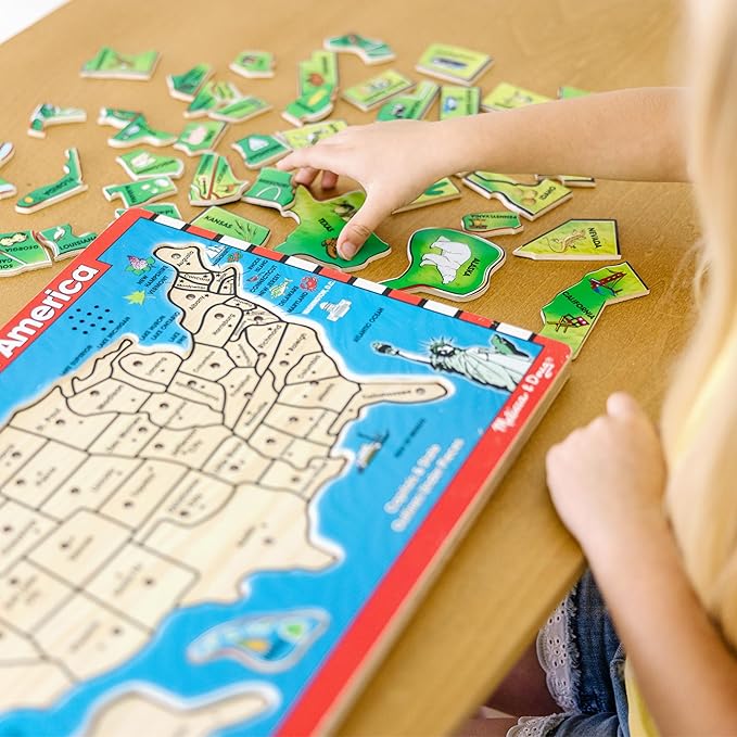 Melissa & Doug USA Map Sound Puzzle - Wooden Puzzle With Sound Effects (40 pcs)