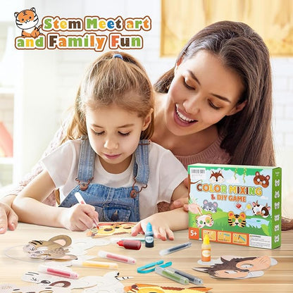 Educational Science Kits STEM Toys for Kids Age 7-12 Color Science Activity DIY Craft for Kids Boys Girls Ages 5,6,7,8,9,10 Years Animal Mask Painting Kit Color Mixing Gift for Christmas (Green)