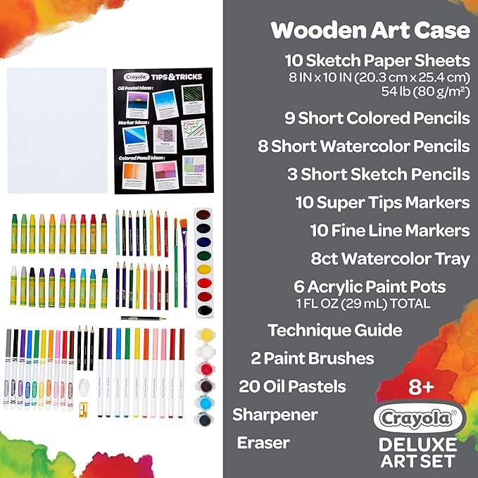 Crayola Wooden Art Set, 80+ Pcs, Arts and Crafts for Kids 8+, Artists Gifts