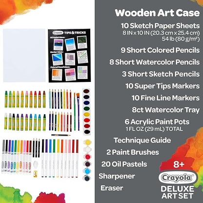 Crayola Wooden Art Set, 80+ Pcs, Arts and Crafts for Kids 8+, Artists Gifts