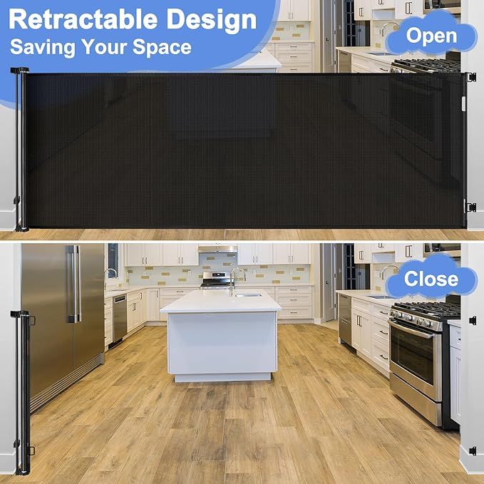 42" Tall X 115" Long Baby Gates Indoor Extra Long Baby Gates for Large Openings Extra Tall Retractable Dog Gates for The House Extra Wide Retractable Pet Gate Extra Large Baby Gate Extra Long Dog Gate