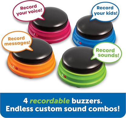 Learning Resources Recordable Answer Buzzers - Classroom Must Haves Supplies, Kids Toys, Sound Effect Button, Family Game Shows For Trivia, Participation Tools Boys and Girls Birthday Gifts