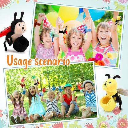 6 Pcs Stuffed Animal Slap Bracelets Plush Animal Snap Bracelets Cute Wrist Slap Band Toy Wrist Animals Slap Bracelet Wrist Toy for Girls Boys Kids Gift Party Favors Birthday (Insect Animals)