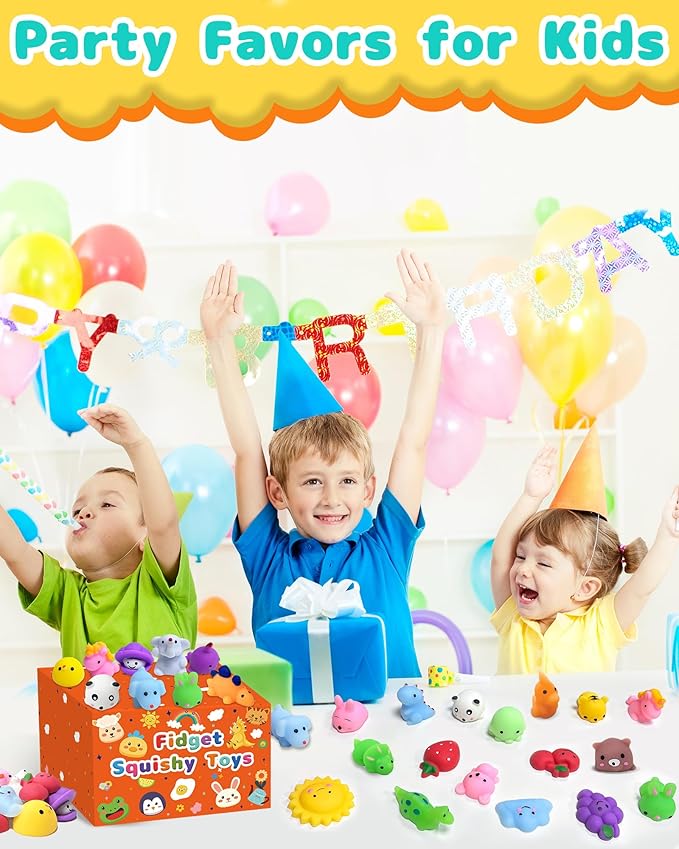 30 Pack Squishy Toys, Random Kawaii Party Favors for Kids 3-5, 4-8, 8-12, Treasure Box Toys for Classroom Prizes, Mini Birthday Gifts Goodie Bag Stuffers Bulk Fidget Squeeze Toy