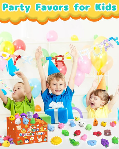 30 Pack Squishy Toys, Random Kawaii Party Favors for Kids 3-5, 4-8, 8-12, Treasure Box Toys for Classroom Prizes, Mini Birthday Gifts Goodie Bag Stuffers Bulk Fidget Squeeze Toy