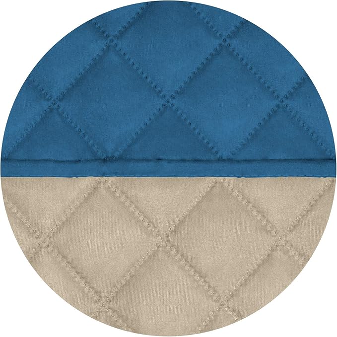 PureFit Reversible Quilted Sofa Cover, Water Resistant Slipcover Furniture Protector, Washable Couch Cover with Non Slip and Elastic Straps for Kids, Dogs, Pets (Small Recliner, Peacock Blue/Beige)