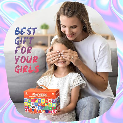 Dowsabel 6 Boxes 120 Colors Pony Beads Bracelet Making Kit, Beads for Jeweley Making with Letter Beads Kandi Beads, DIY Arts and Crafts Birthday Gifts Toys for Kids Age 6-13