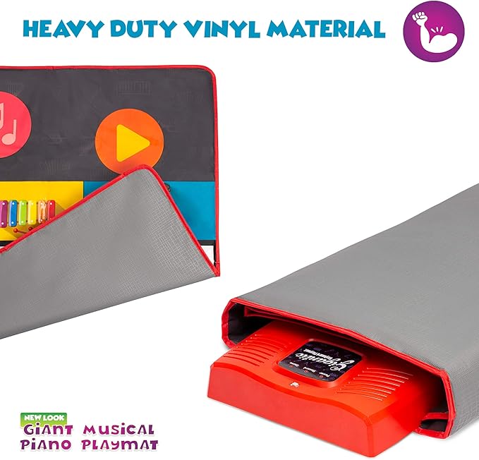 Abcotech Kids Floor Piano Mat | Giant Dance Floor Keyboard Sensory Toys | Play, Record, Playback and Demo Modes - 8 Musical Instruments and Sounds for Kids Music - 70" Toddler Piano Play Mat 24 Keys