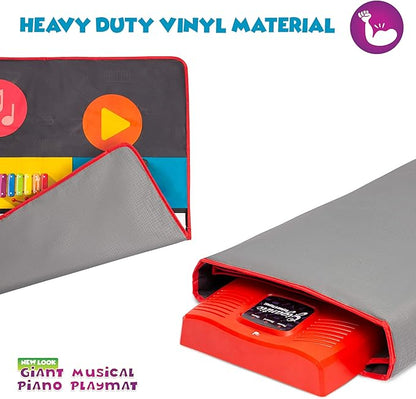 Abcotech Kids Floor Piano Mat | Giant Dance Floor Keyboard Sensory Toys | Play, Record, Playback and Demo Modes - 8 Musical Instruments and Sounds for Kids Music - 70" Toddler Piano Play Mat 24 Keys