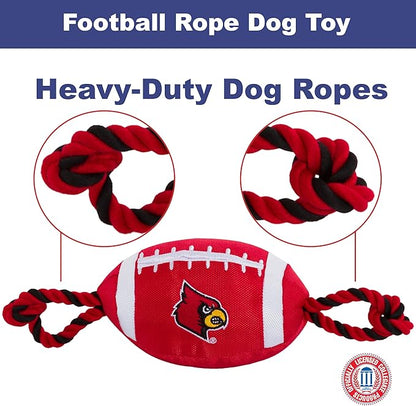 Pets First NCAA Louisville Cardinals Football Dog Toy, Tough Quality Nylon Materials, Strong Pull Ropes, Inner Squeaker, Collegiate Team Color
