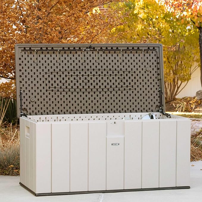 LIFETIME 60254 Heavy-Duty Outdoor Storage Deck Box, 150 Gallon, Desert Sand/Brown