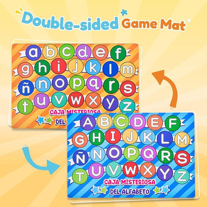 JoyCat Spanish Mystery Alphabet Box - Caja Misteriosa del Alfabeto for Kids, 27 PCS Spanish Letters & Sounds Sorting Game, Fine Motor Learning Toys for Preschool, Kindergarten, Easter Basket Stuffers