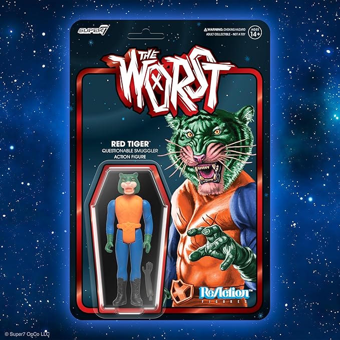 Super7 The Worst Red Tiger Scum Squad - 3.75" The Worst Action Figure with Accessory Collectibles and Retro Toys