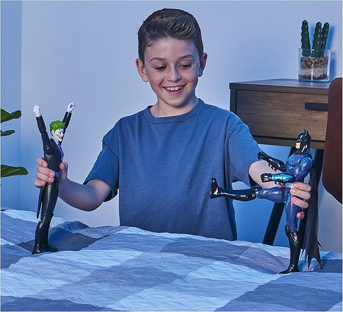 DC Comics Batman 12-inch Bat-Tech Batman Action Figure (Black/Blue Suit), Kids Toys for Boys Aged 3 and up