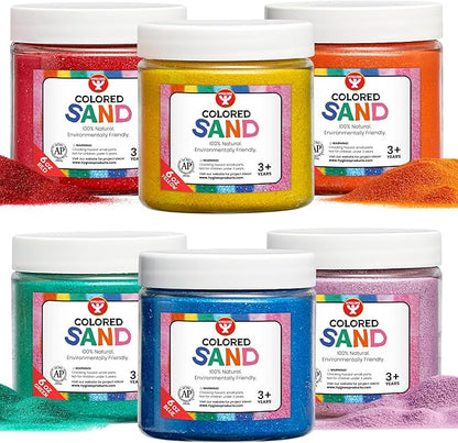 Hygloss Products Colored Play Sand - Colorful Craft Art Bucket O' Sand, 6-Ounce